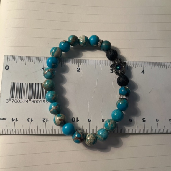 Turquoise hamsa hand beaded bracelet - Picture 4 of 4